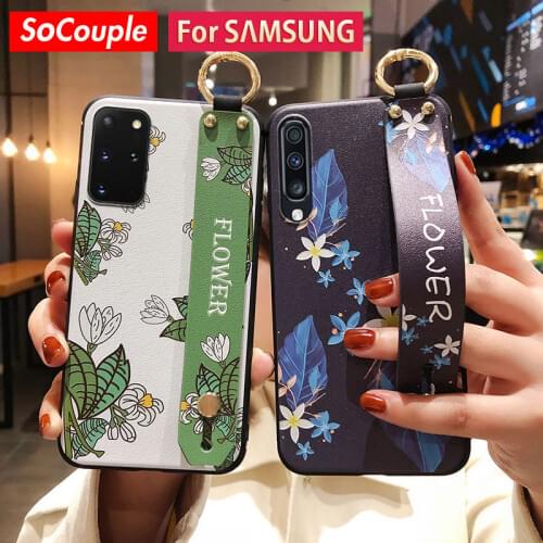 SoCouple Case For Samsung Galaxy A51 50 70 71 20 30 21s 42 S20 FE S9 S10 S21 Plus Note 10 20 Ultra Wrist strap Phone Holder Case