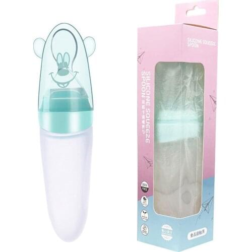 Baby Feeding Bottle 0-3T Toddler Silicone Squeeze Feeding Spoon Milk Bottle Baby Training Supplement