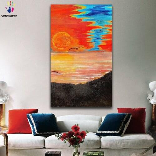 DIY colorings pictures by numbers with colors Abstract sunset seascape Seagull picture drawing painting by numbers framed Home