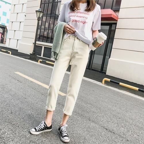 WITHZZ New Arrival Jeans Womens Loose Women Vintage Female Trousers Spring Autumn Straight Casual Pants High Waist Cotton Jeans