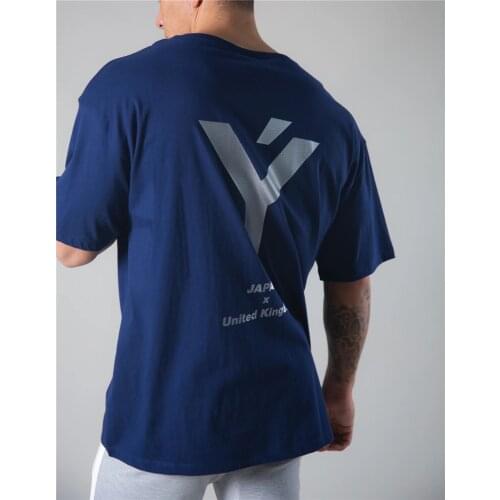 Oversize Back Big Y Logo Running T Shirt Men Short Sleeve Gym Shirt Sportswear Casual T-SHIRTS Men Cotton Fitness Sport T-Shirt