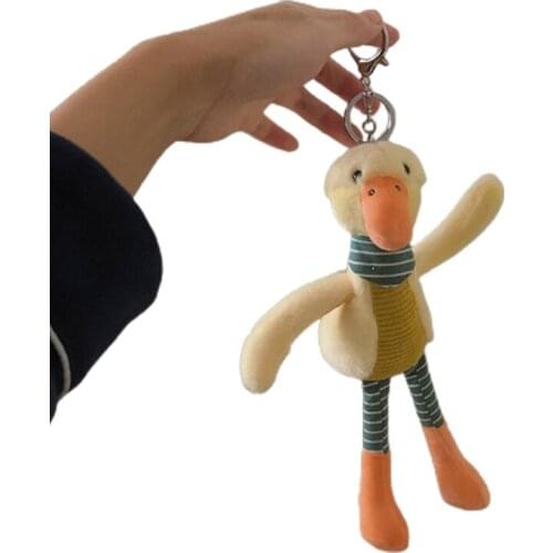 J60B Cartoon Scarf Duck Keychain Lovely Plush Bag Pendant Stuffed Animal Keyrings