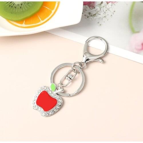 Red apple Keychain Fruit small fresh series shape Fruit apple Keychain Mobile phone belt ornament for animal lover gifts