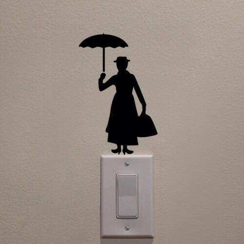 KUCADA lady switch panel sticker for wall decoration mural art decal wallpaper wall sticker pvc black WP1865