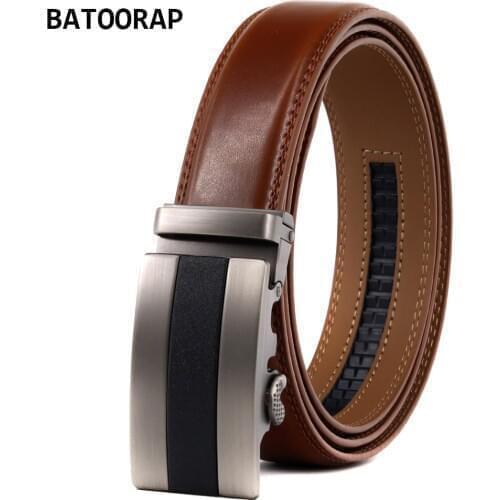 2021 Brown Mens Leather Belt Automatic Buckle Metal Fashion Trouser Strap 3.5cm Width Ratchet Belts TZP-21011