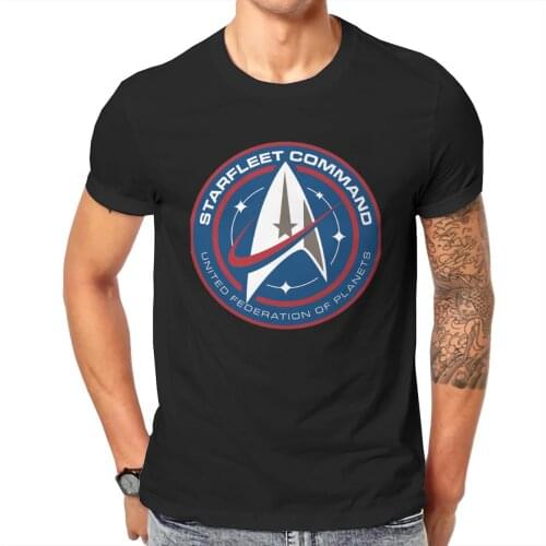 Men trek and the stars Discovery Starfleet Command Red And Blue Badge Anime Picard Graphic Funny Classic O collar Tees