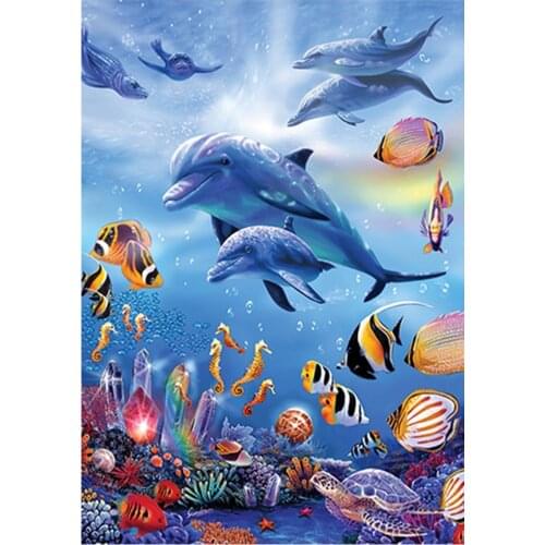 Full diamond embroidery kit 5D DIY diamond painting underwater animal dolphin landscape mosaic home decoration