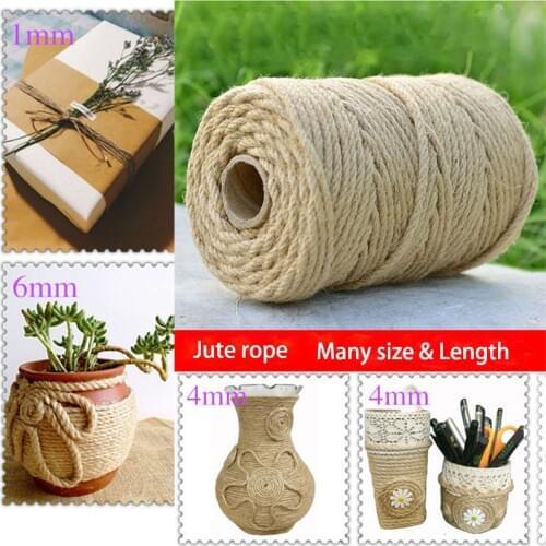 Natural Jute Twine Burlap Hessian String Hemp Rope Party Wedding Gift Wrapping Cord Thread DIY Scrapbooking Florists Craft Decor