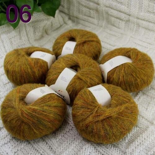 NEW Luxurious Soft 6balls*50g Crocheting & Knitting MOHAIR wool hand Yarn Knitting 06 Rainbow Orange