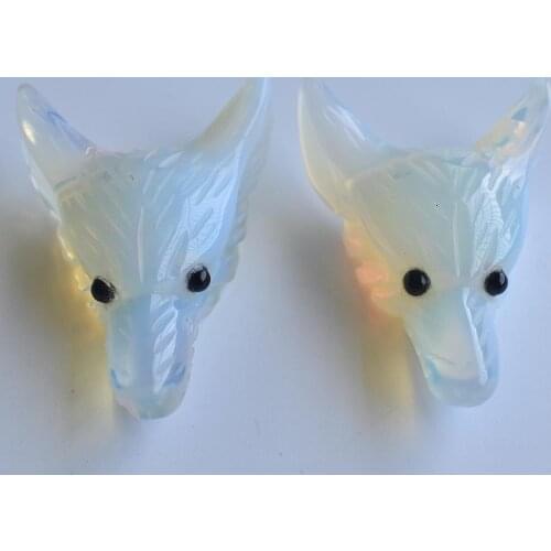Wholesale 2pcs/lot Fashion good quality opal stone Carved Wolf Head shape Pendants for Necklace jewelry making free shipping