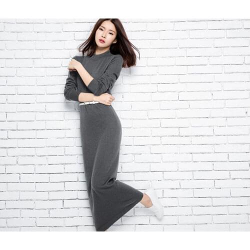 Autumn/Winter elegant women office dress fashion o-neck long sweater women knitted slim cashmere wool long sleeve pullovers S189