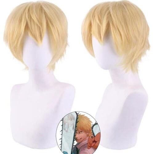 Chainsaw Man Denji Wig Cosplay wig Light golden wigs Short Short Resistant Synthetic Anime Cosplay Wig Halloween Party +Wig cap