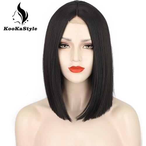 KooKaStyle Synthetic Wigs Short Bob Wigs for Women Short Straight Wigs Black/Blonde/Pink Heat Resistant Cosplay Wigs for Party