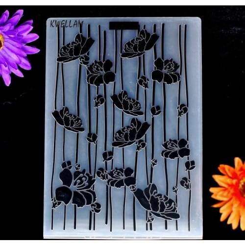 A5 Size Lotus Flowers Plastic Embossing Folder For Scrapbook DIY Album Card Tool Plastic Template 14.8x21cm KW7042716