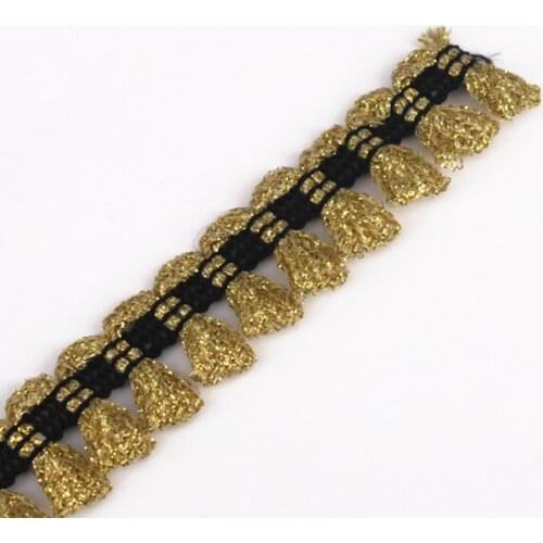 Craft Braided Gold Decorated Fringe Tassel Lace Ribbon Applique Trim cinta bandaFor Curtain Costumes 20yard/T1260