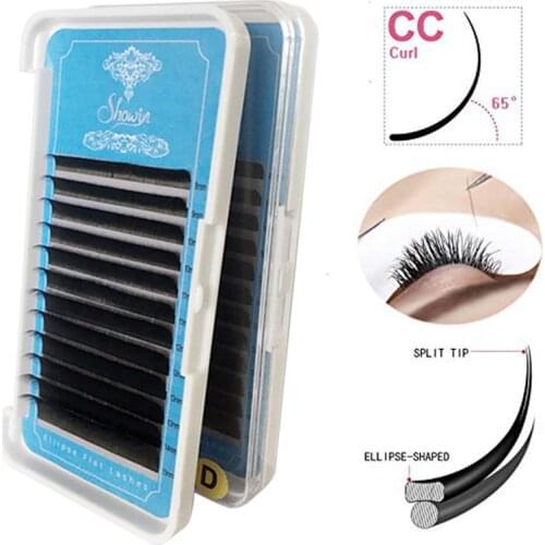Free Shipping New All Styles Flat Ellipse Eyelashes Extensions Split Tips Ellipse Shaped Natural Light False Ellipse Eyelashes