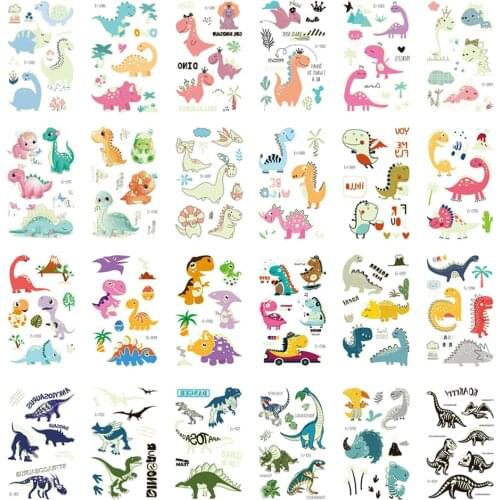 Cartoon Dinosaur World Animal Car Creative LuminousTattoo Sticker Childrens Bedroom Wall Decoration Kid Birthday Party Supplie