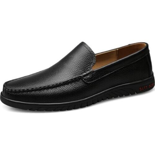 Man Formal Shoes Slip on 2020 Summer Genuine Leather Mens Dress Shoe Black Male Office Footwear Breathable Comfortable