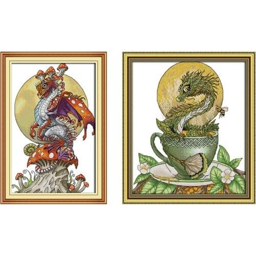 Everlasting Love Dinosaur Chinese Cross Stitch Kits Ecological Cotton Clear Printed 11CT 14CT DIY Christmas Wedding Decoration