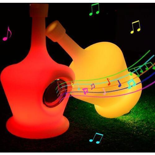 High quality outdoor waterproof LED night lights usb rechargeable RGB bluetooth speaker table lamp with 24 Keys Remote Control