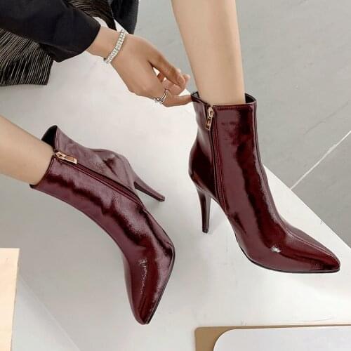 2021 Autumn Women Mid Calf Pointed Toe Boots Thin High Heels Fashion Booties Womens Boots Winter Ankle Boots Custom Size 30-48