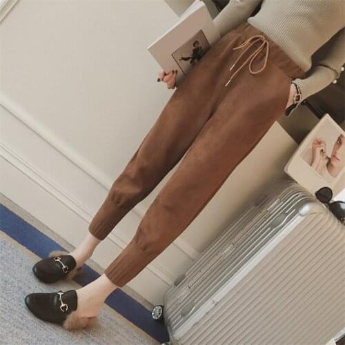 Women Pants Casual Pants Womens Autumn And Winter Elastic Waist Loose Feet Pantalones De Mujer