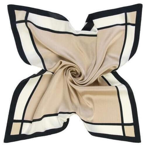 60cm*60cm 2019 New Striped Plaid Solid Color Women Luxury Brand Twill Silk Scarf Small Square Scarves Hijab Headband