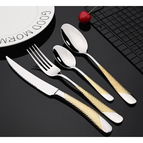 Gold Kitchen Tableware Cutlery Set Silver Flatware Set 304 Stainless Steel Luxury Dinnerware Fork Spoon Knife Western Dinner Set