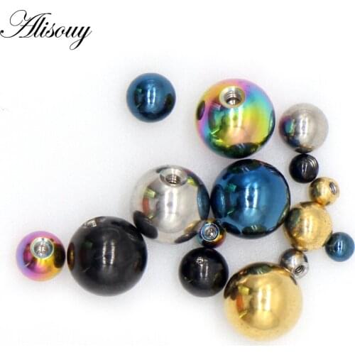 Alisouy 10pcs 14G/16G Stainless Steel Replacement Ball Bead Lip Eyebrow Tongue Ear Tragus Belly Body Piercing Jewelry mix color