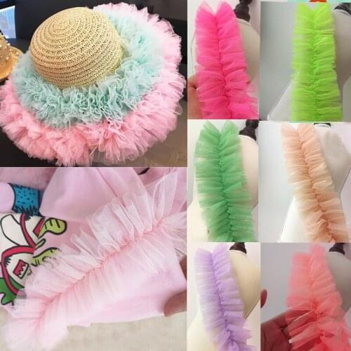 3Meters 8CM Wide 3D Pleated Mesh Lace Trim 15 colors Ruffle Trim DIY Sewing Clothing Skirt Dress Cuff Splicing Material