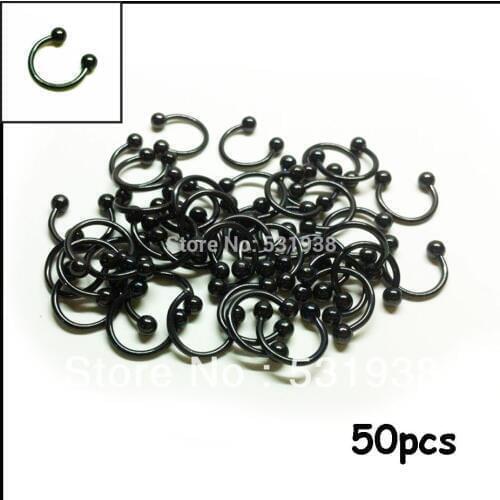 50pcs black surgical steel lip rings belly rings nose rings body piercing jewelry