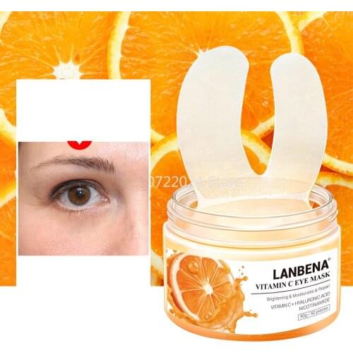50PCS LANBENA Vitamin C Eye Mask Eye Patches Serum Remove Eye Bag Eye Lines Improve Dark Circle Firming Brighten Lifting Repair