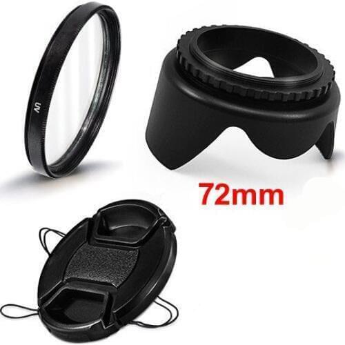 72mm UV Lens Filter Lens Cap Lens Hood for Canon EF 28-135mm 18-200mm 15-85mm Camera Accessories 3 in1 set