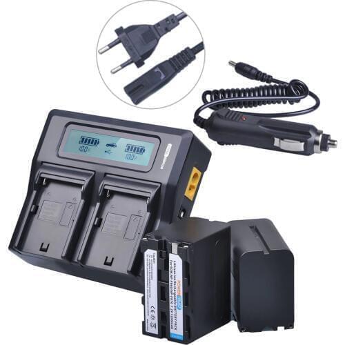 2Pcs 7200mAh NP-F960 NP-F970 NP F960 NPF970 Battery + LCD Rapid Dual Charger for Sony F930 F950 F770 F570 F975 F970 F960 HVR-V1J
