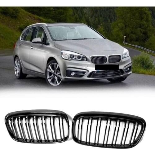Car Dual-Slat Grille Front Bumper Kidney Grille for-BMW 2-Series F45 F46 2014-2016