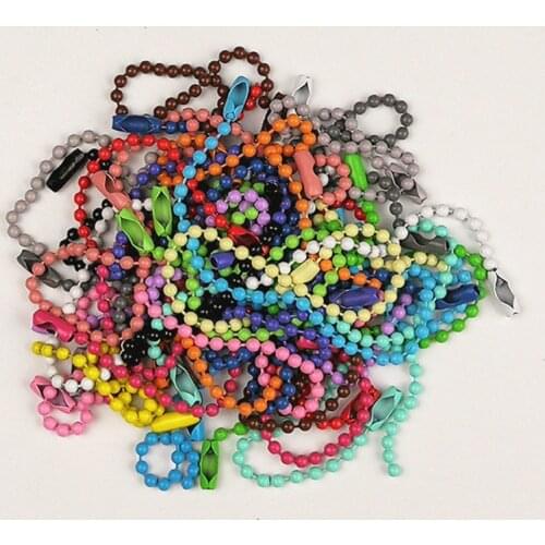 20pcs Random Colorful Bulk Connector Round Bead Chains 12cm 15cm Length Dog Tag Pendant Metal Link Chains DIY Jewelry Findings
