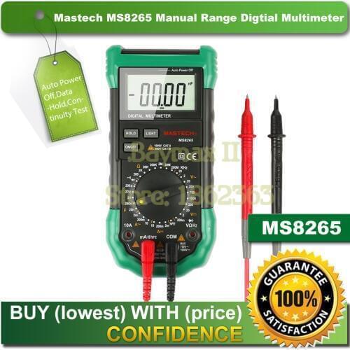 Mastech MS8265 Manual Range Digital Multimeter for AC/DC Voltage Current Test with Ohm Capacitance Frequency Measurement