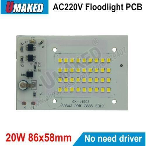 COB LED Bulbs Chip Lamp Smart IC 220V 20W 86x58mm For Outdoor FloodLight Warm White / White High quality