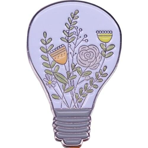 Floral Bulb Enamel Pin Timeless Beauty Brooch Flower Lamp Badge Gardeners Collections