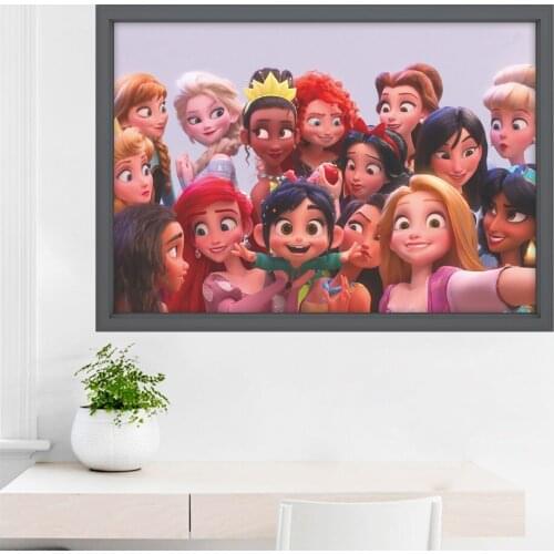 Disney Cinderalle Elsa Anna Rapunzel Belle Princess 3D Window Wall Stickers Home Decor Movie Poster Kids Room Mural Art Decals