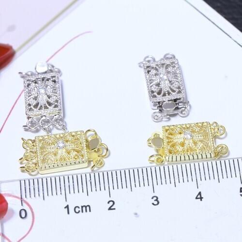 TWO ROW/THREE ROW NEW ARRIVAL 925 Sterling Silver Necklace Bracelet Clasps and Hooks Jewellery Accessory Parts Settings