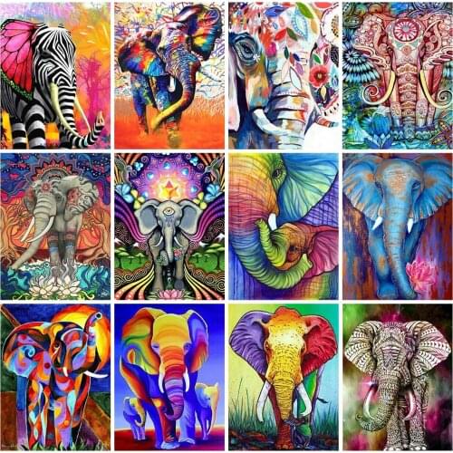 EverShine 5D DIY Diamond Mosaic Animals Cross Stitch Kits Diamond Embroidery Elephant Picture Rhinestone Art Painting Home Decor