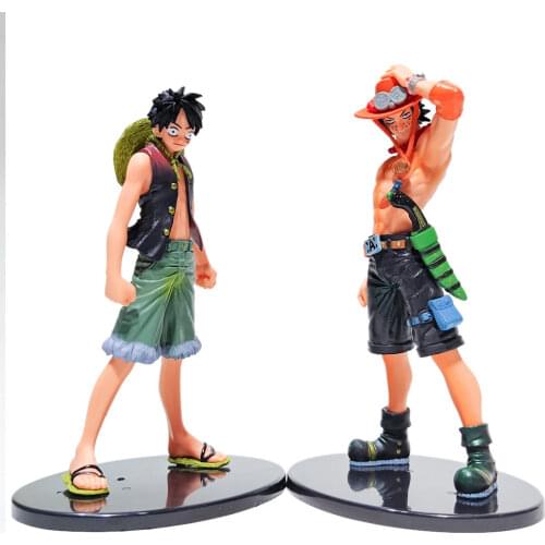 2PCS/set Japanese Anime Brothers Luffy Ace Model Figure Action Toys For Girls Boys Car Ornaments Doll Adult Kids Decor Xmas Gift