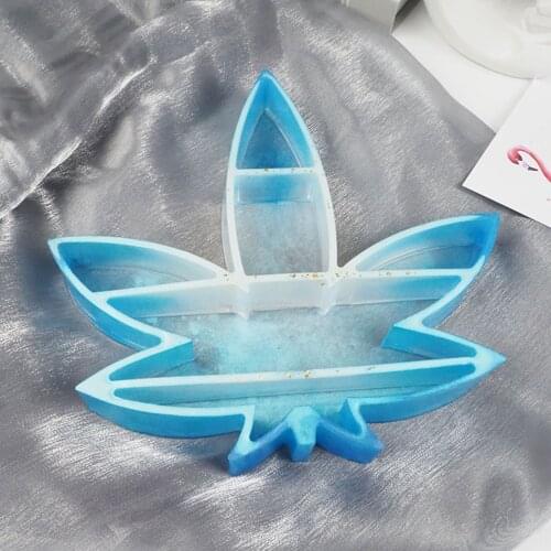Jewelry Box Mold Maple Leaf Cosmetics Holder Resin Casting Molds DIY Resin Crystal Epoxy Molds Storage Box Manual Resin Glue