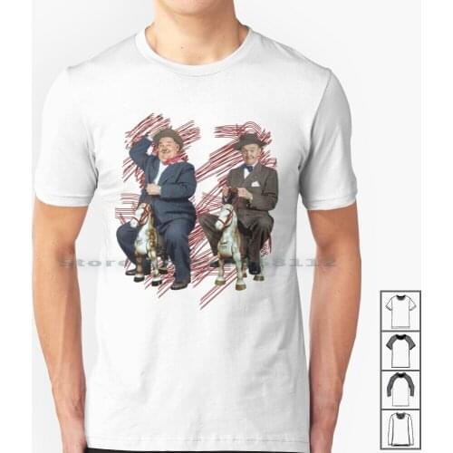Vintage Photo Colorized Stan And Ollie And Their Horse T Shirt 100% Cotton Vintage Photos Colorized Franchi Torres Funny Actors