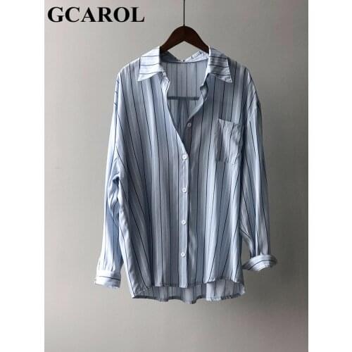 Женские рубашки в полоску GCAROL China At AliExpress