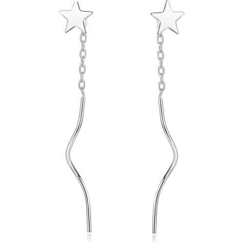 L&P Trendy Women Long Tassel Earrings Simple Hipster Star Pendant Personality Drop Earrings Temperament Personality Ear Line