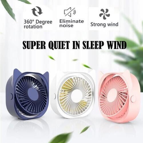 Cute Cat Mini Fan Desktop Small Portable Hand Fan Usb Rechargeable 3-Speed Wind Adjustable Mini Fan For Office Computer 513#2