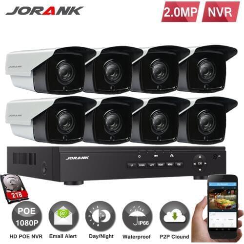 Hotting 8CH Full 1080 P POE POE NVR set 8 PCS. 2.0mp 3000TVL PoE Ip-camera P2P Cloud Service SURVEILLANCE Surveillance Sys