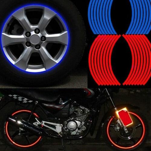 16 Pcs Car Motorcycle Decor Tire Rim Wheel Sticker Reflective Car Styling Motorbike Auto Decals For Wheel 14 or 17 or 18 Inches